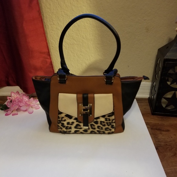 Leopard print satchel purse|Large - Picture 4 of 4